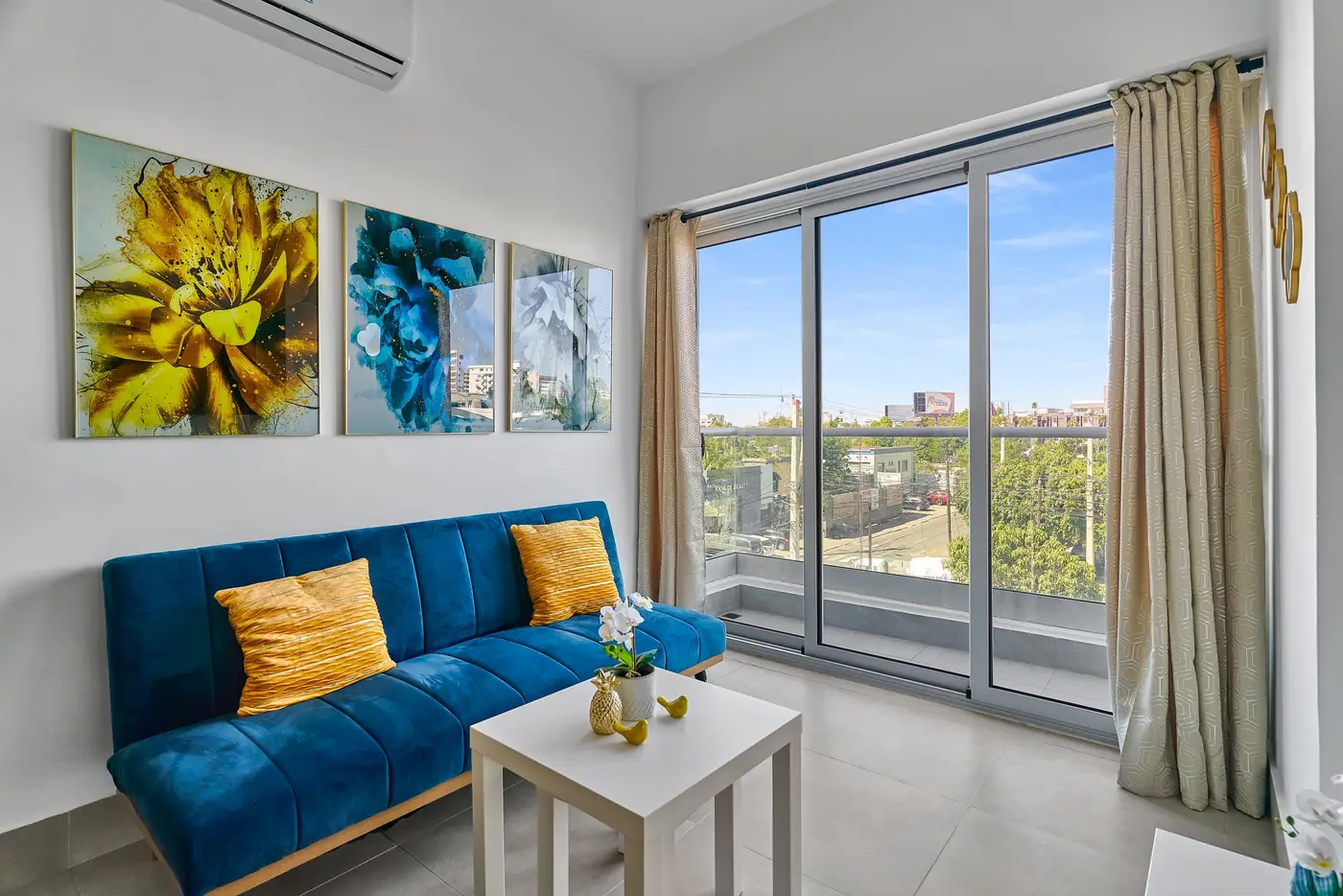 Furnished living room of an apartment at Central Suites Tower